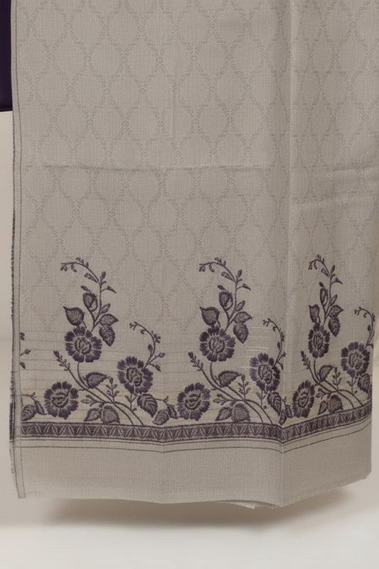 Lawn 3 piece with light weight skin Jacquard shawl  ( purple 2)