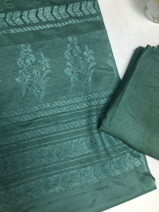 3PC MARINA VELVET SHAWL WITH ZARILINE SHIRT TROUSER (pista )