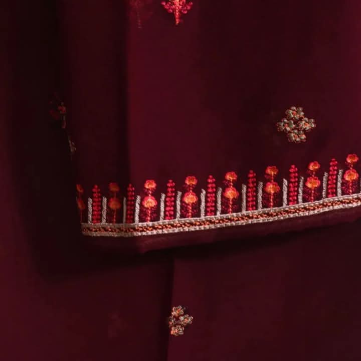 Breeze Heavy Embroidered Chiffon maroon cs1