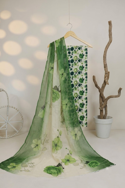 Lawn Printed 3 Piece with Bamber Dubatta BS.26.06.        L. green