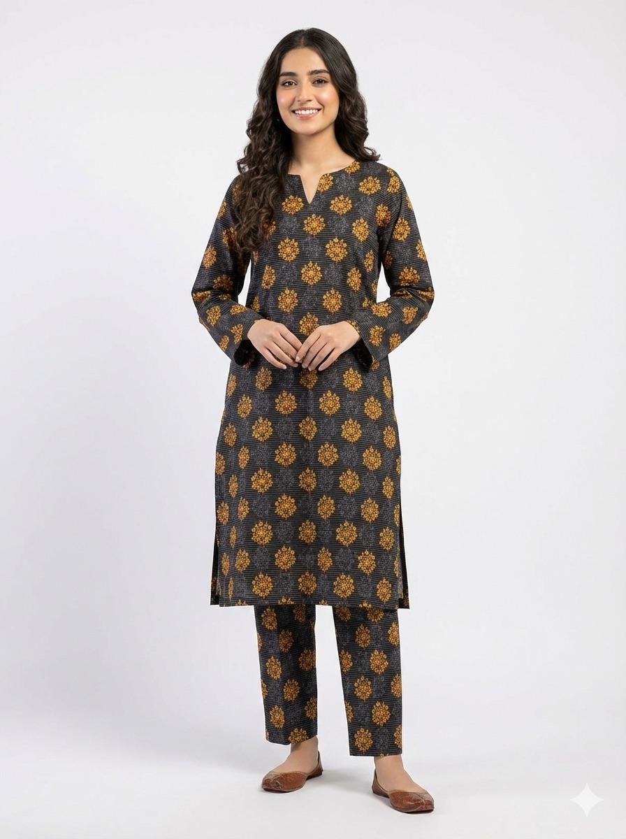 2 piece printed khaddar sk14