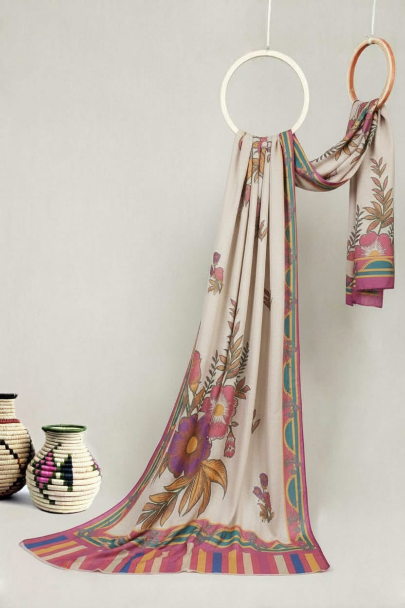 Acralic Printed  Pashmina shawl (F.D)