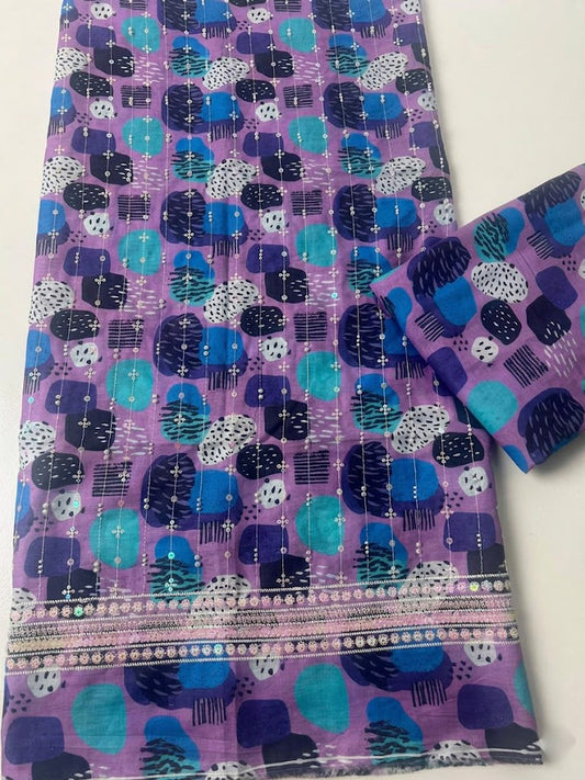 2 piece lawn printed sequence and moti work d8