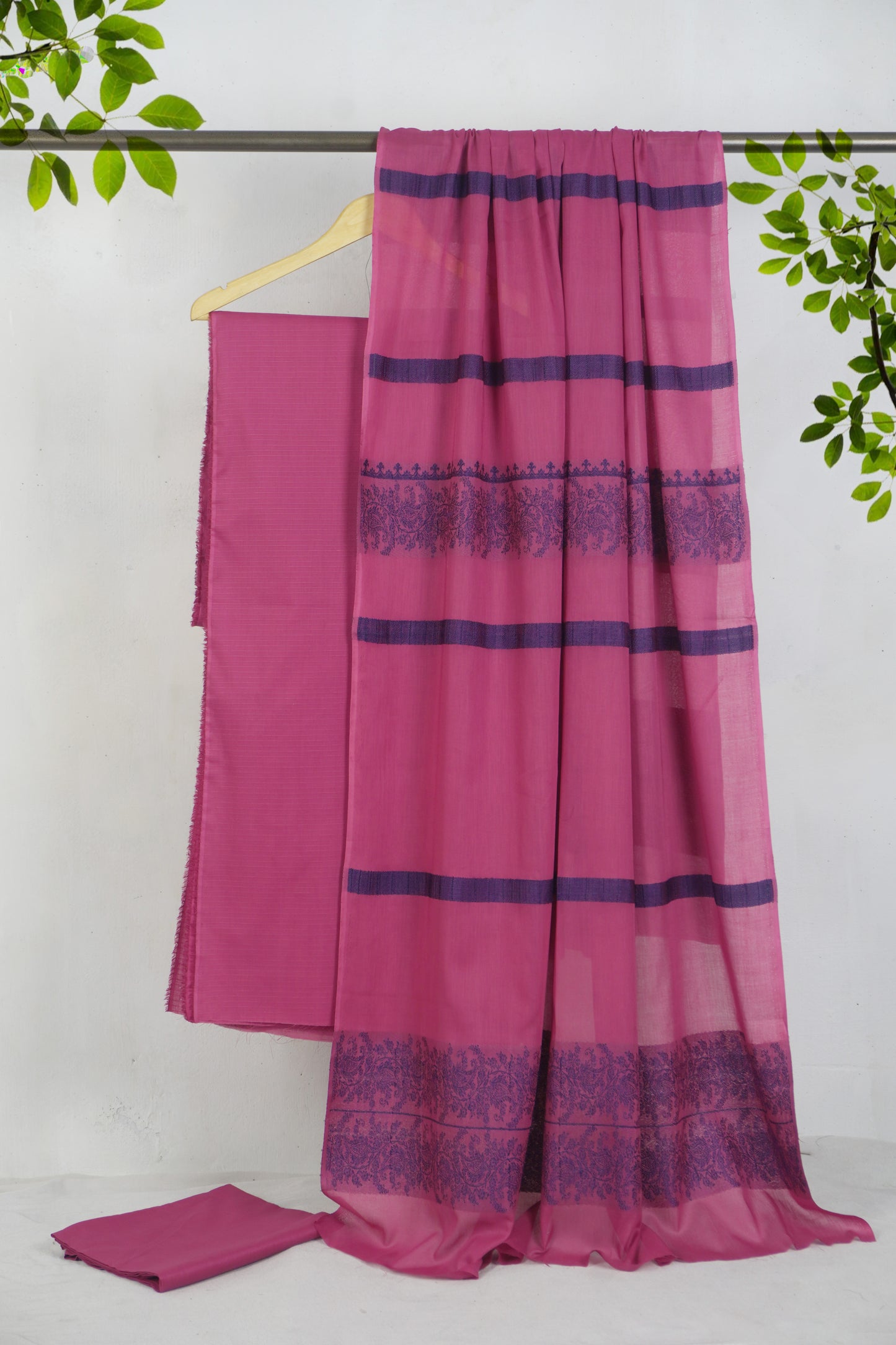 3 Piece  doria lawn with banarsi shawl pink BSL3