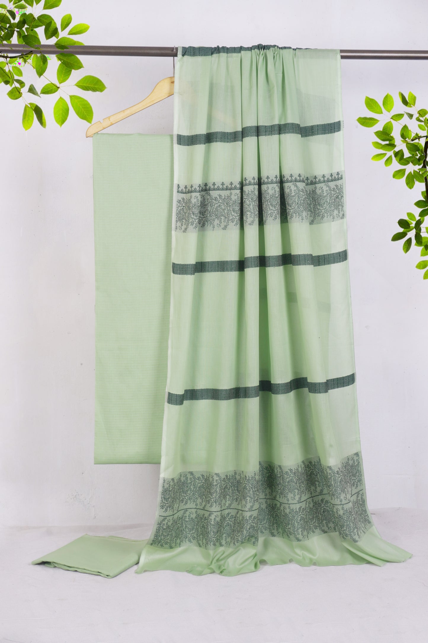 3 Piece  doria lawn with banarsi shawl pista BSL4