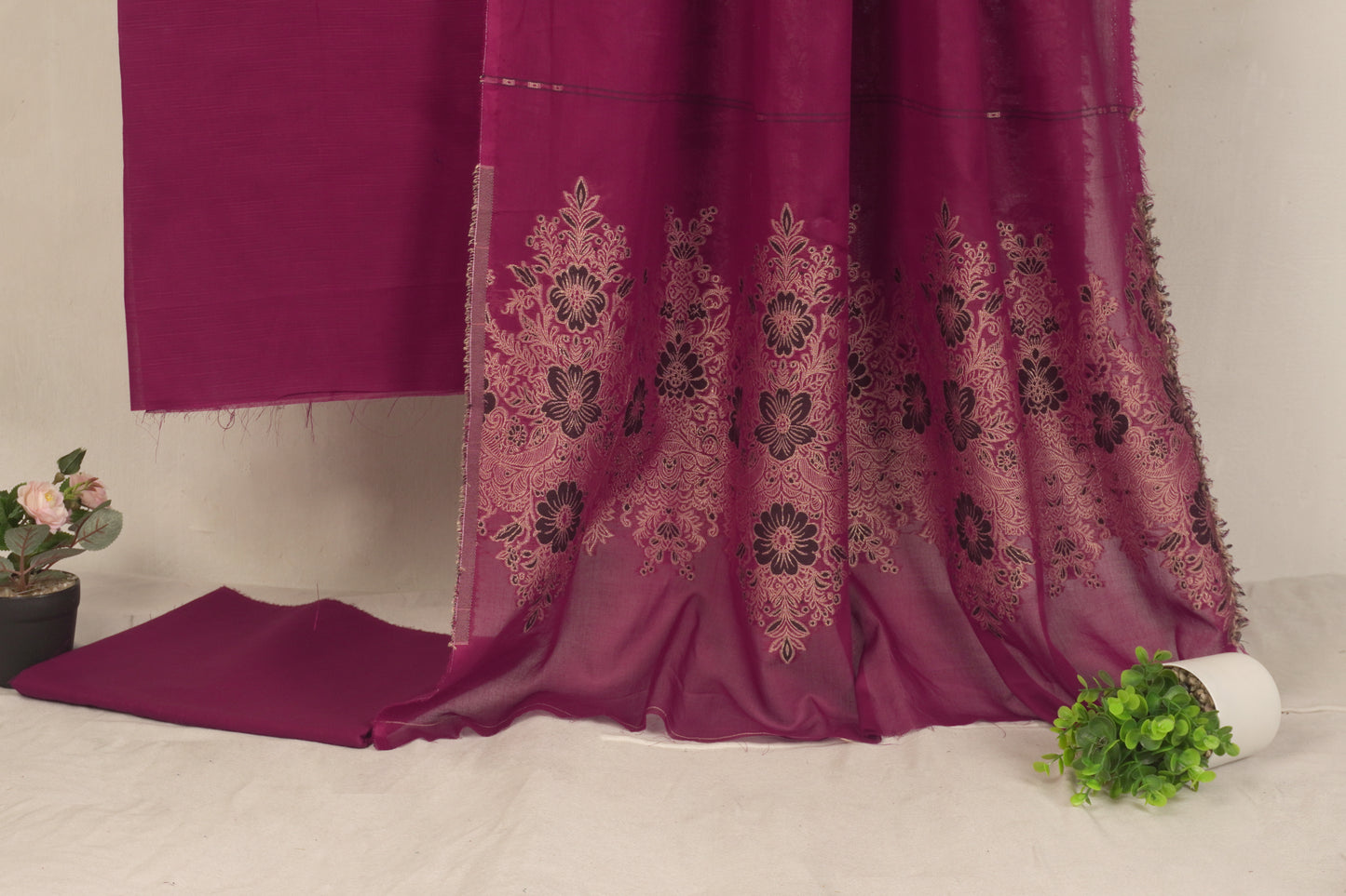 3 Piece  doria lawn with banarsi shawl   BSL12