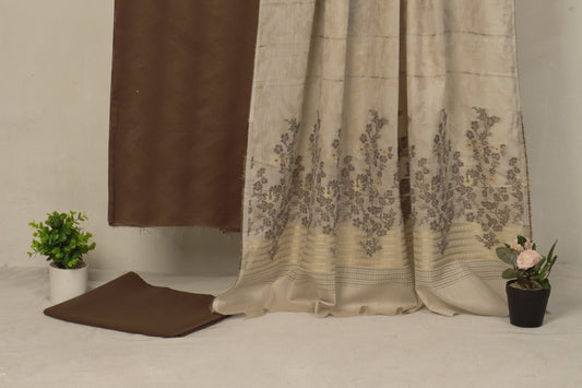 3 Piece  doria lawn with banarsi shawl with barosha shirt     BSL19
