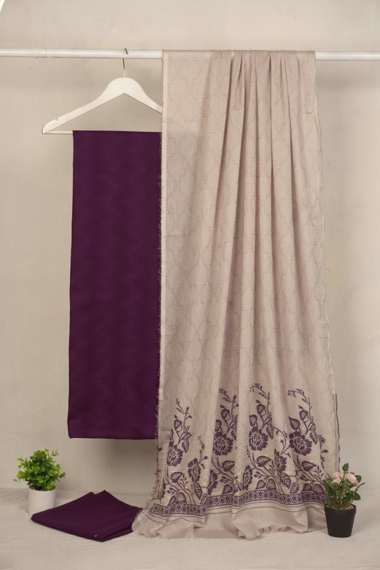 3 Piece  doria lawn with banarsi shawl with barosha shirt     BSL18