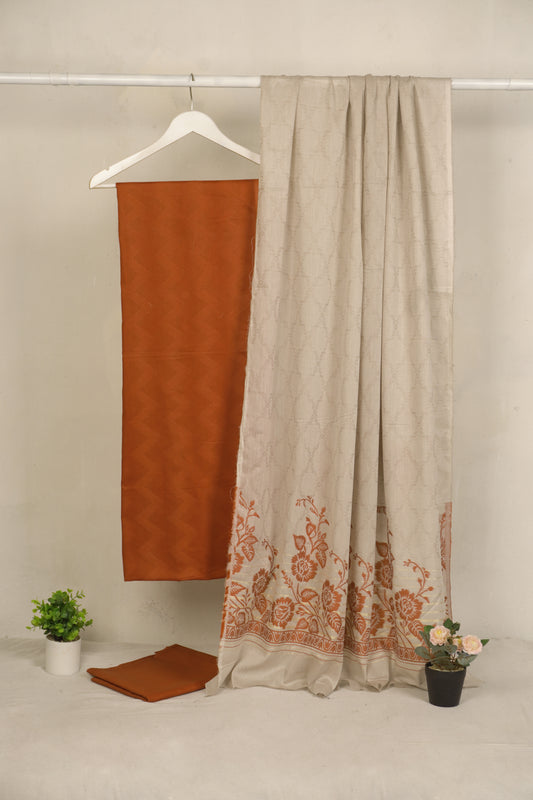 3 Piece  doria lawn with banarsi shawl with barosha shirt     BSL20