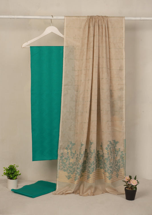 3 Piece  doria lawn with banarsi shawl with barosha shirt     BSL21