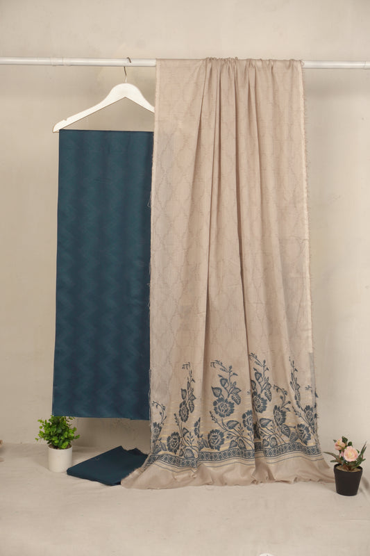 3 Piece  doria lawn with banarsi shawl with barosha shirt     BSL22