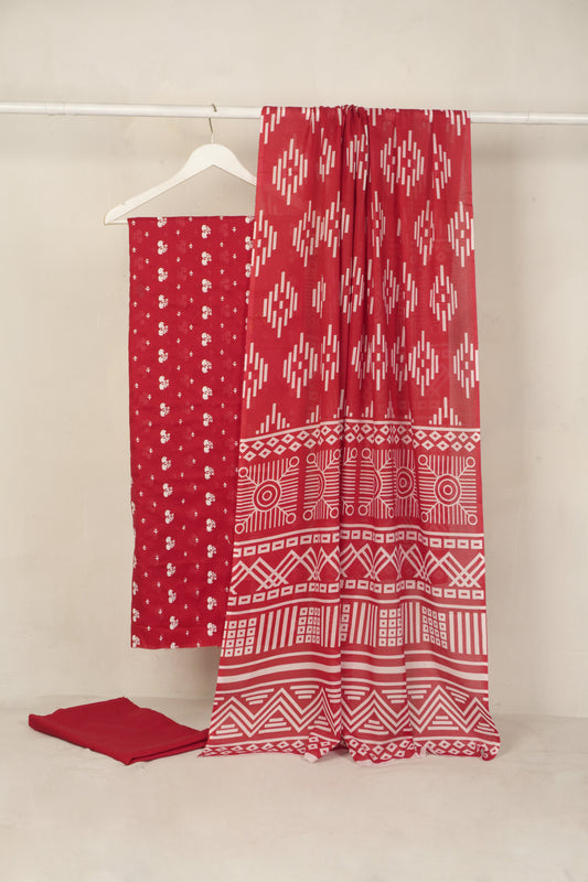 3 piece Lawn Embroided shirt with  digital printed dubatta EDD11