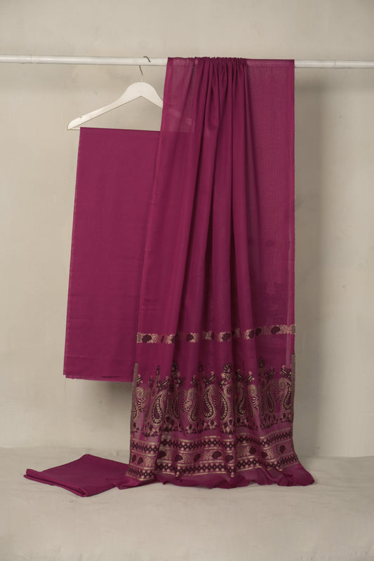 Lawn 3 piece with light weight Jacquard shawl    BSLa2