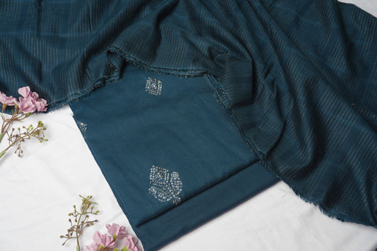 3 piece lawn  Embroided shirt with zariline soft shawl    RE7