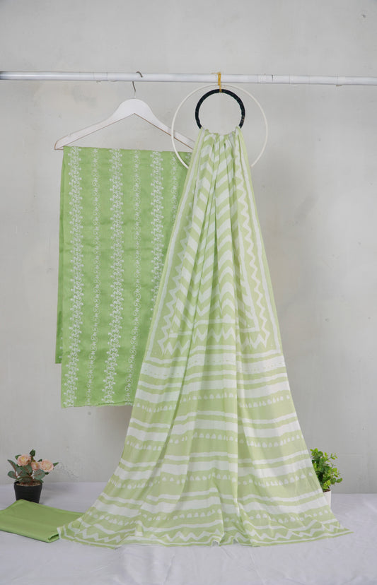 3 piece Lawn Embroided shirt with  digital printed dubatta EDD16