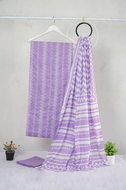 3 piece Lawn Embroided shirt with  digital printed dubatta EDD19