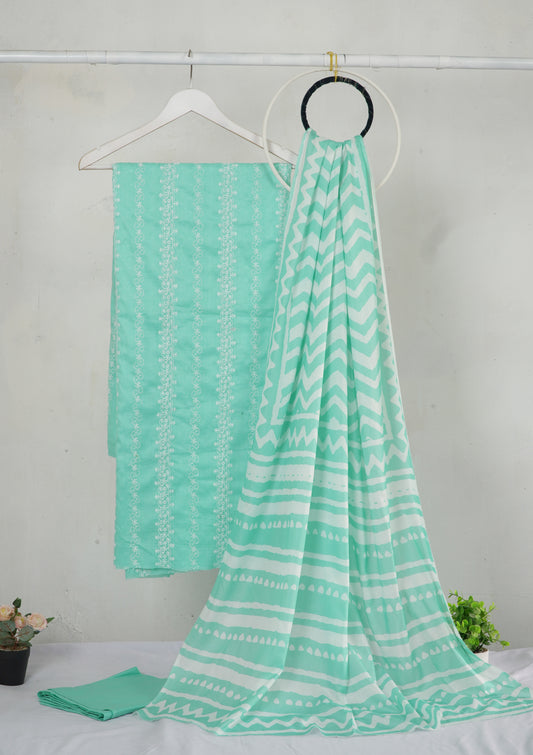 3 piece Lawn Embroided shirt with  digital printed dubatta EDD20