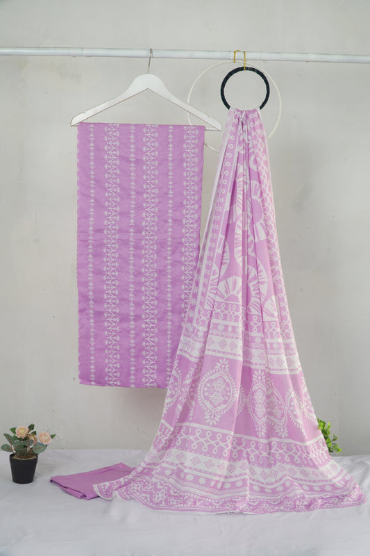 3 piece Lawn Embroided shirt with  digital printed dubatta EDDS4