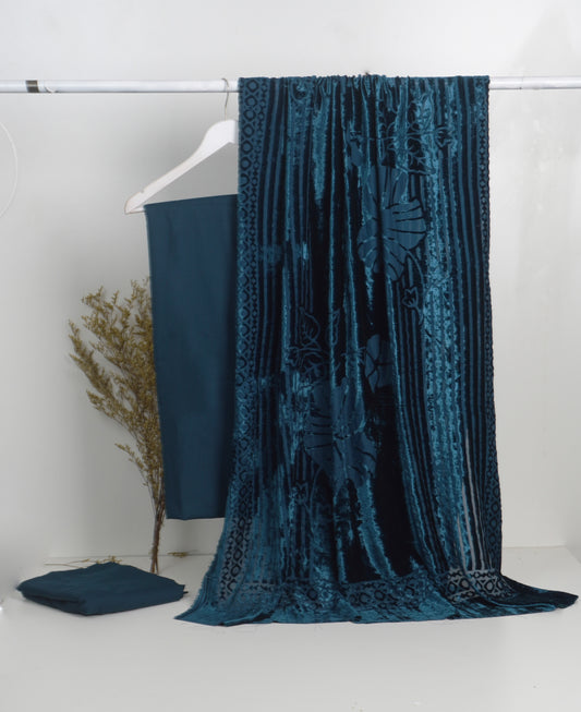 3 piece winter Palachi Shawl with Moon light Dhanak Marina shirt & Trouser (Zinic ) FD