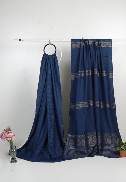 3  piece marina with  banarsi wool shawl  D2 (blue )