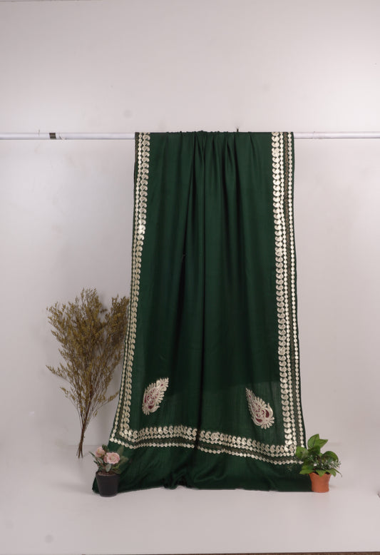 Gotta stone work acralic pashmina shawls ( Green  )