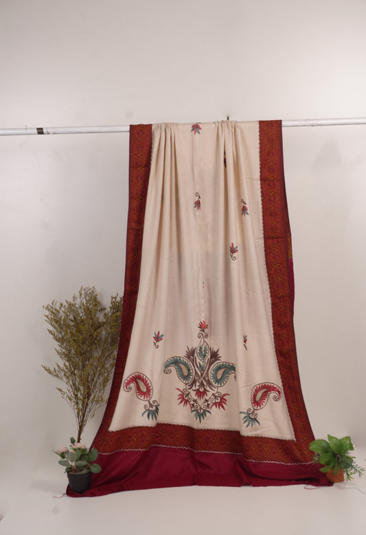 Kani Border Pashmina Embroided  Shawl