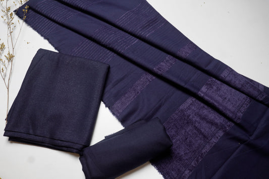 winter zriline  velvet shawl  with zariline shirt 3 piece (Blue )