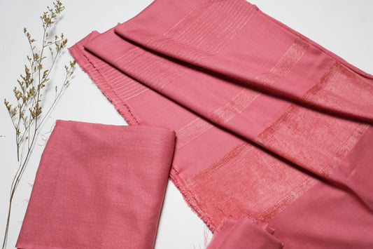 winter zriline  velvet shawl  with zariline shirt 3 piece (pink )