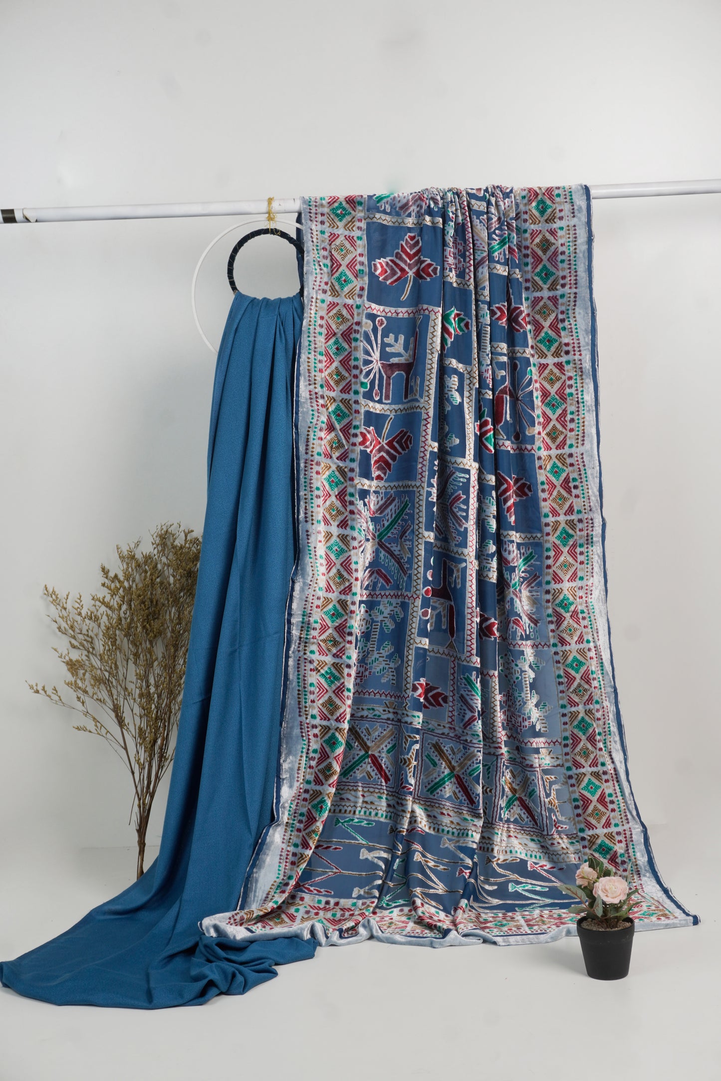 3 piece winter printed  Palachi Shawl with Rice karandi shirt & Trouser (zinc.RA) LNED