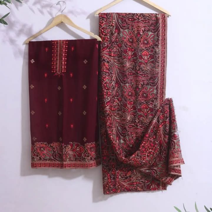 Breeze Heavy Embroidered Chiffon maroon cs1