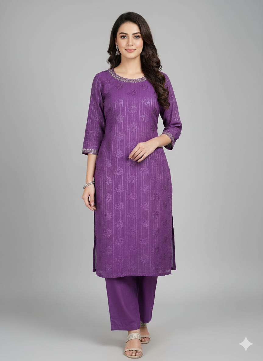 Winter dhanak Self jacquard velvet zariline 2 piece (purple ) 1.0