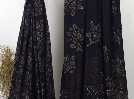 3Piece - Dhanak Lakhani Print  Suit Classic (Black )