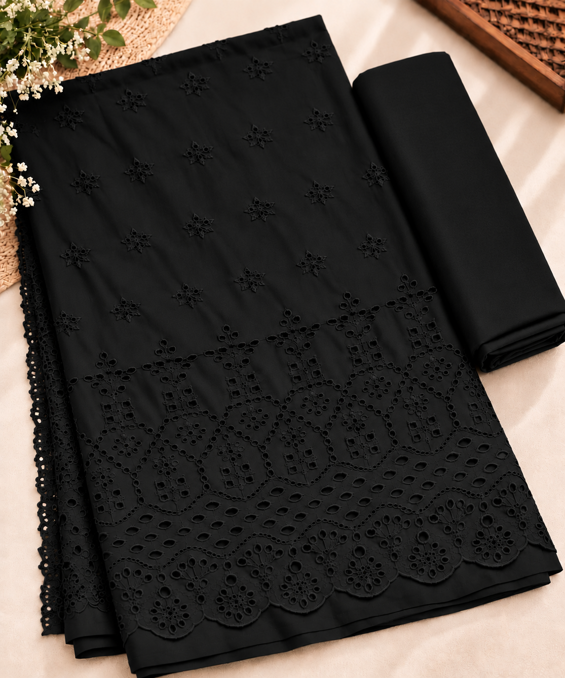✨ Premium Chikankari Embroidered 2 Piece Suit ✨(Black)