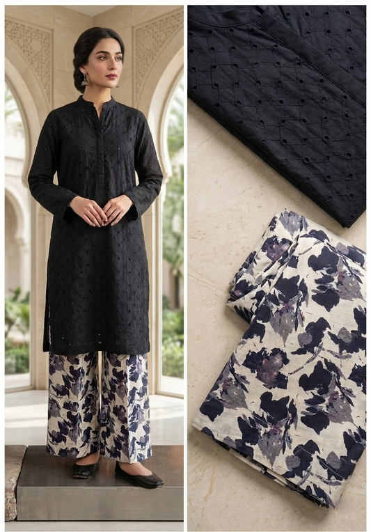 unstitched Chicken booring shirt with printed trouser  black (l) D23