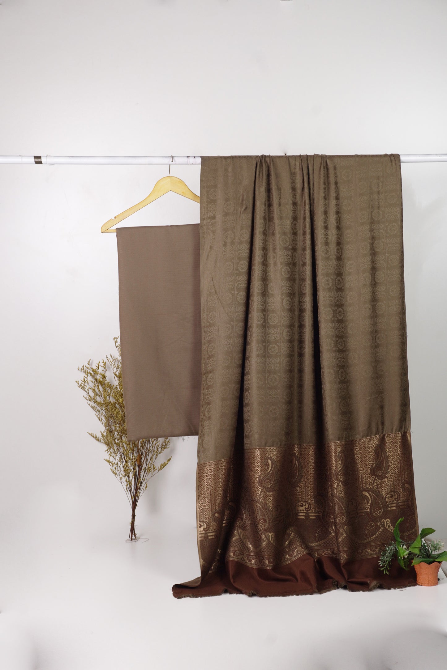 3  piece marina with  banarsi wool shawl (Dark mint  )