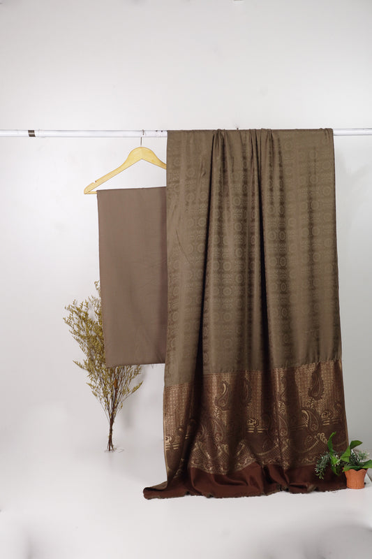 3  piece marina with  banarsi wool shawl (Dark mint  )