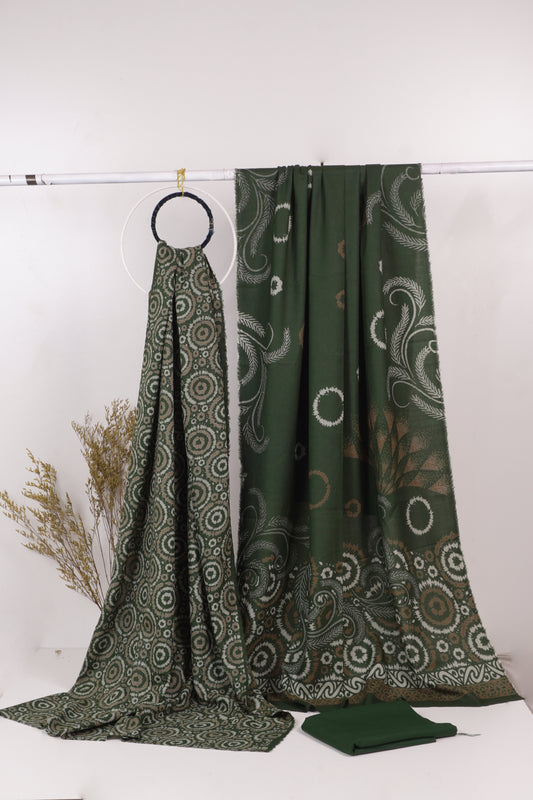 3Piece - Dhanak Lakhani Print  Suit Classic ( green   ) CD