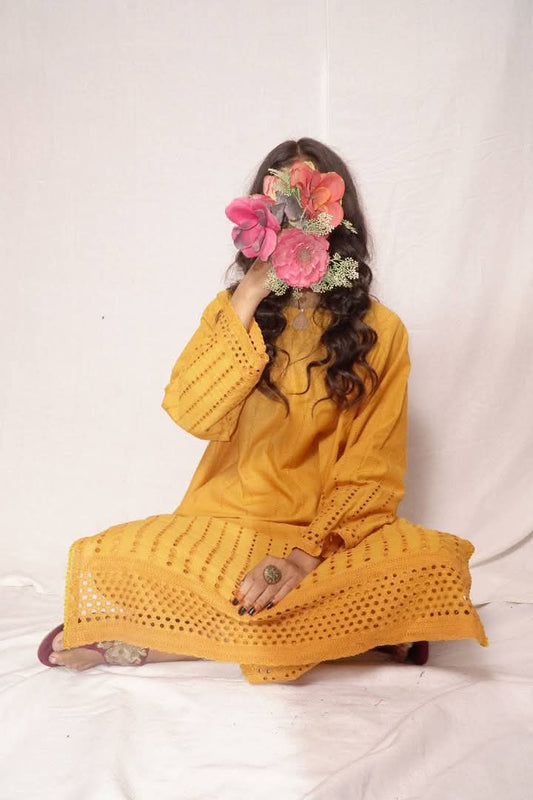 Ready to wear Boring plus embroidery musturd  2 piece BRD2