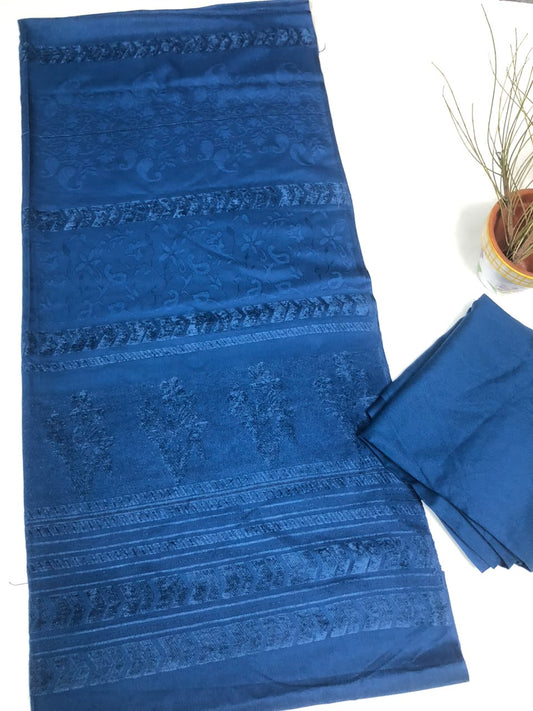 3PC MARINA VELVET SHAWL WITH ZARILINE SHIRT TROUSER (zink )
