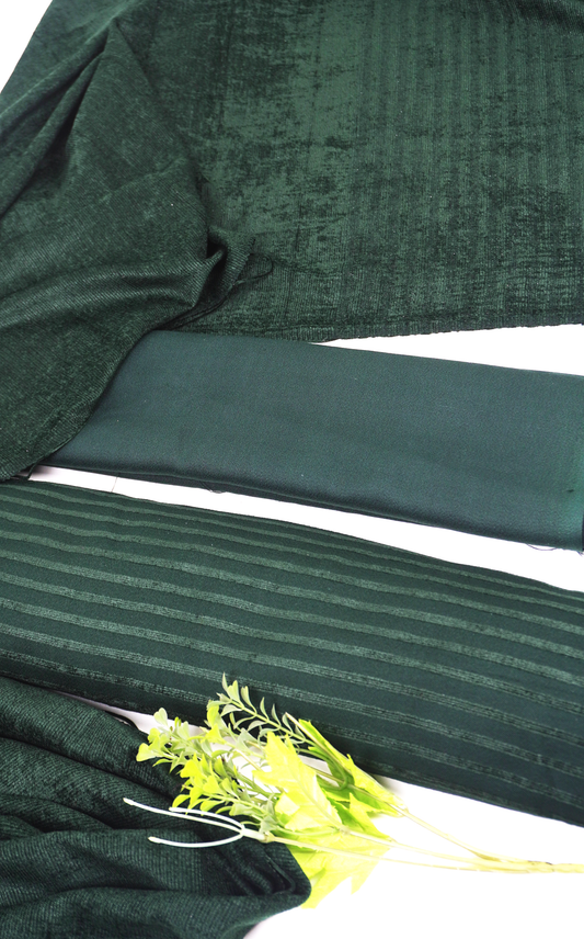 winter   wool velvet shawl 3 piece (green )