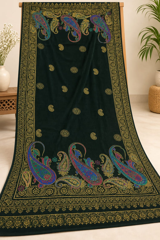 Premium Velvet Printed Shawl ( Green )