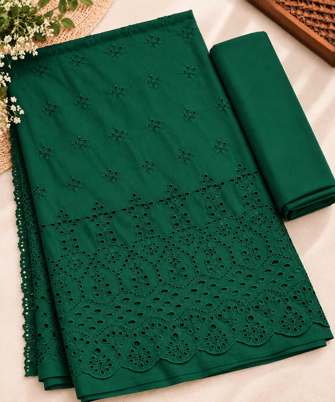 ✨ Premium  Chikankari Embroidered 2 Piece Suit ✨(Green)