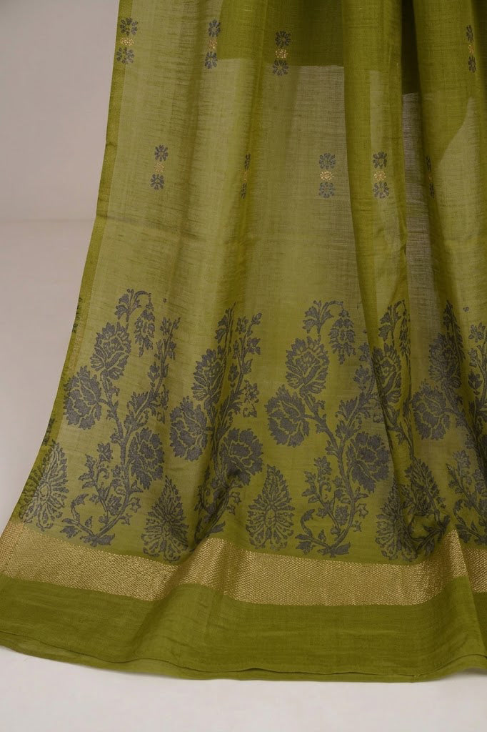 Lawn 3 piece with light weight Jacquard shawl  mehndi aw