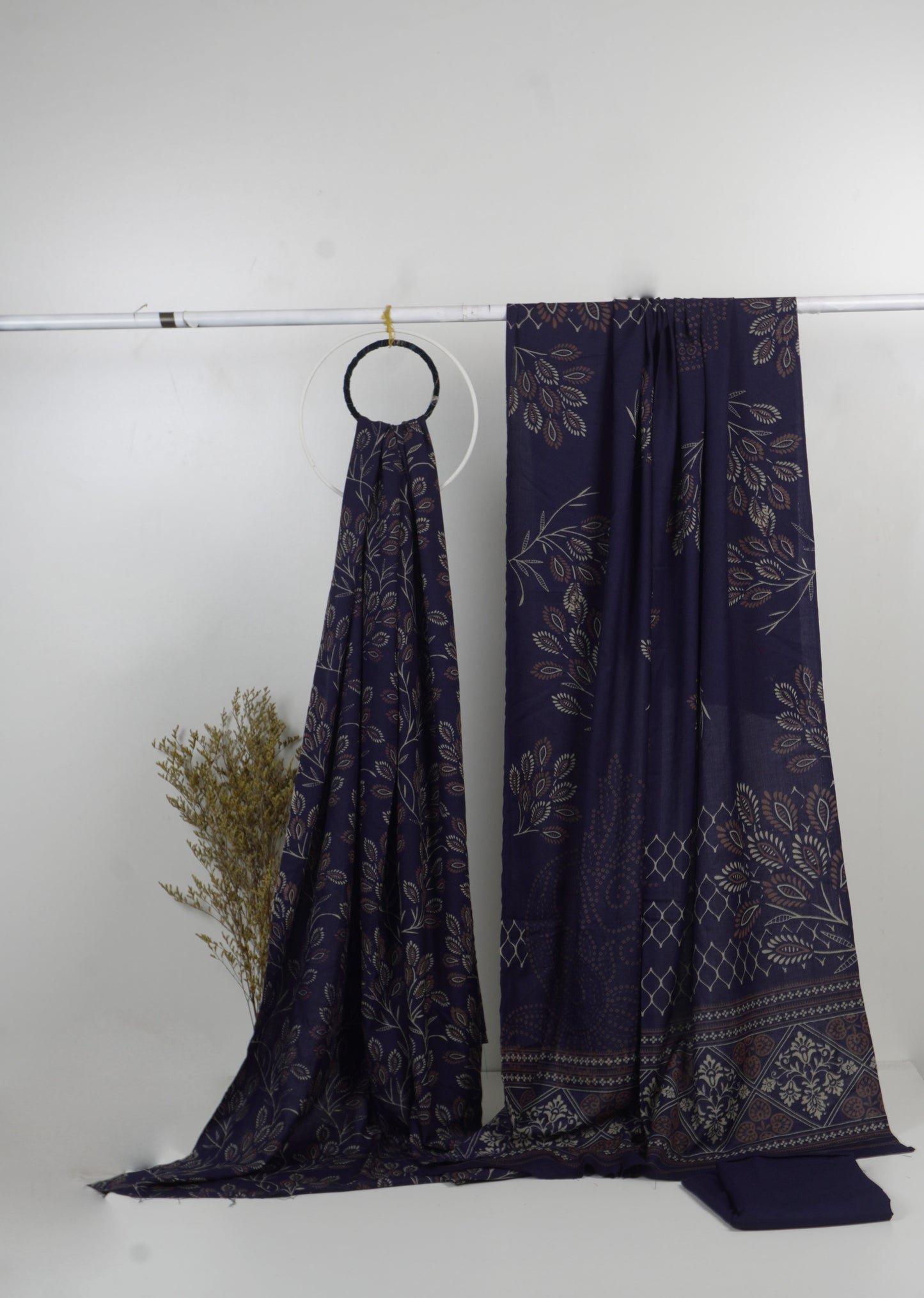 3Piece - Dhanak Lakhani Print  Suit Classic ( Blue )