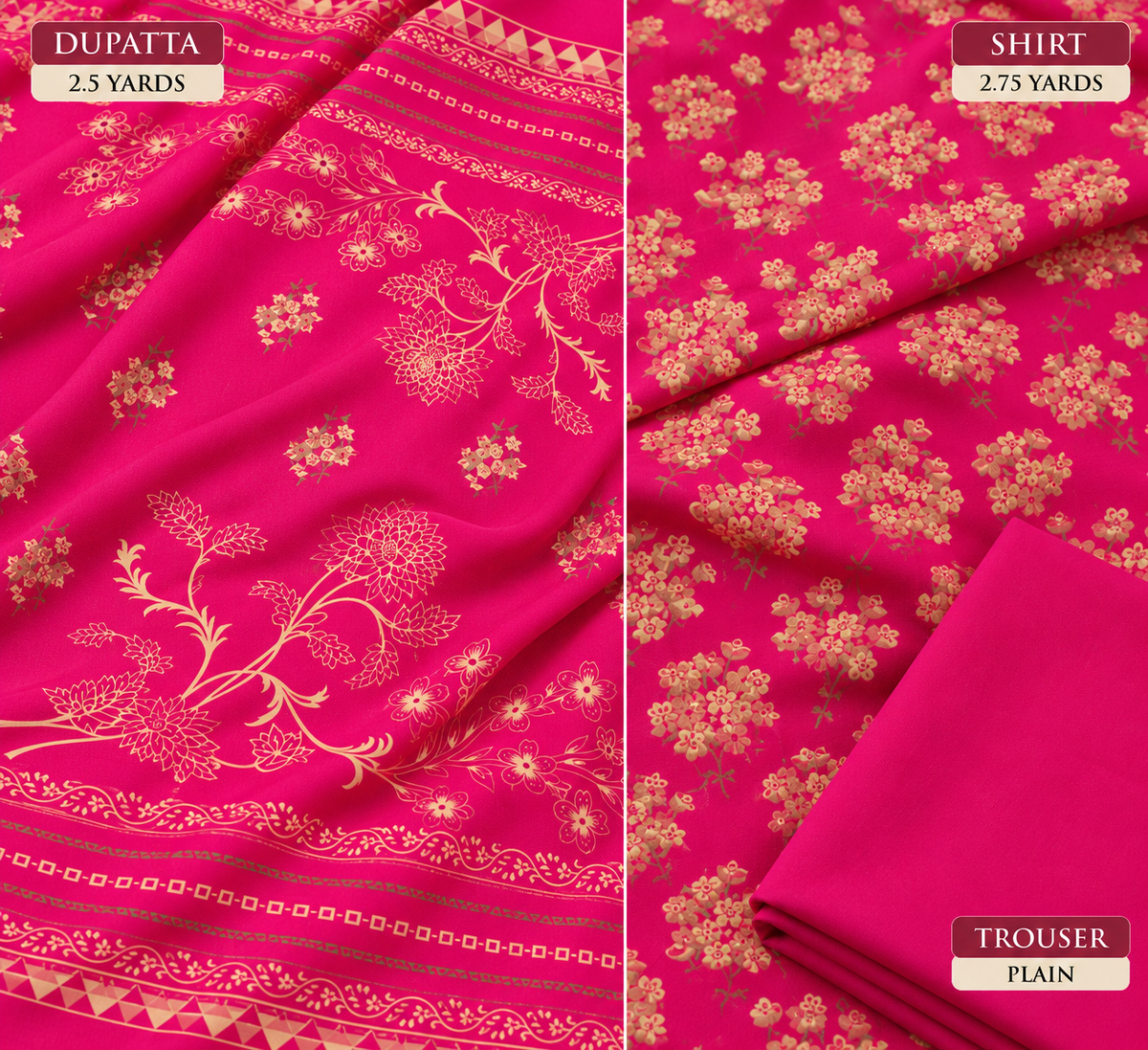 3Piece - Dhanak Lakhani Print Suit Classic ( Pink )