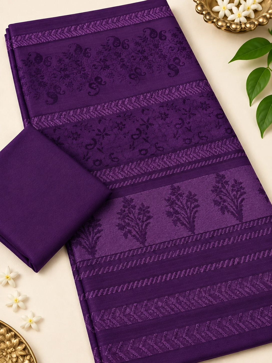 3PC MARINA VELVET SHAWL WITH ZARILINE SHIRT TROUSER ( Purple )