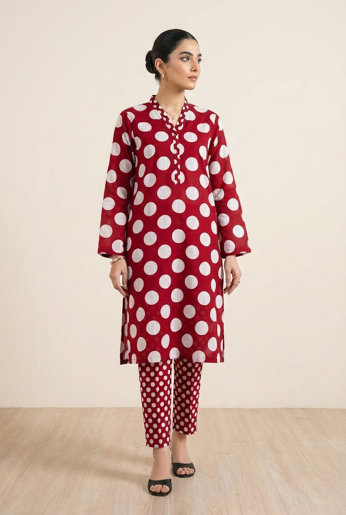 Dooriya Lawn Polka Dot Collection PDred
