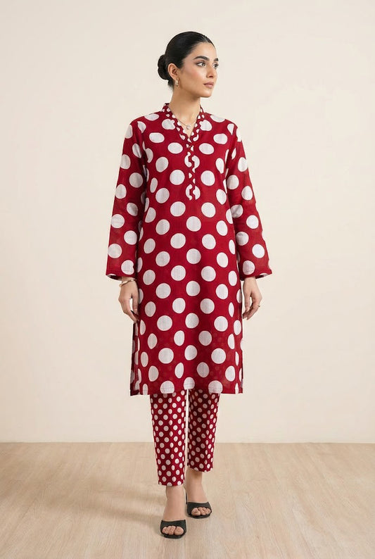 Dooriya Lawn Polka Dot Collection PDred