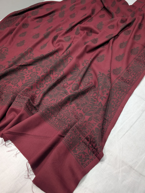 3PC MARINA MOTIF BROSHA VERY SOFT PREMIUM QUALITY WINTER COLLECTION (DARK MAHROON 1.1 )