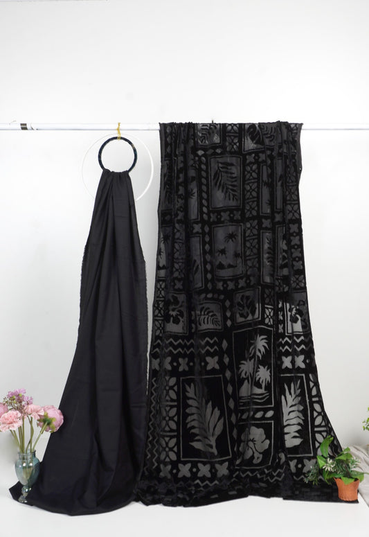 3 piece winter Palachi Shawl with Moon light  Marina shirt and trouser (black    ) LD
